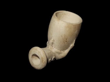 Early Kaolin Trade Pipe, Eagle Claw Style, Stamped 1585 DC