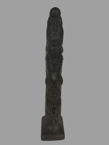 18 1/2" Northwest Coast Totem Pole, George Wolf, Handcrafted in Canada, Ex Theodore Pappas