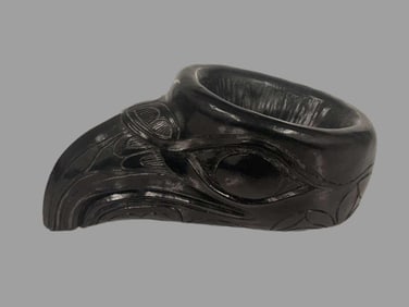 9 1/2" Northwest Coast Eagle Head Bowl, George Wolf, Handcrafted in Canada, Ex Theodore Pappas