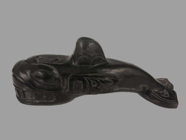 13 1/2" Northwest Coast Whale Effigy, Haida, George Wolf, Handcrafted in Canada, Ex Theodore Pappas