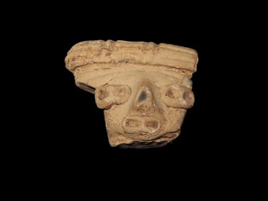 1 3/8" Pre Columbian Pottery Human Effigy Head, Southern Mexico