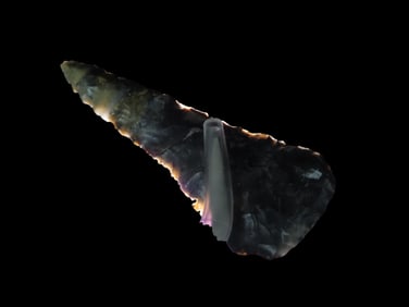 2 1/8" Basant Knife, Semi Translucent Black White and Tan Jasper, Ex Jim Lee Collection, Reviewed