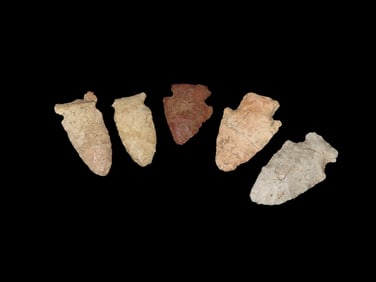 5 Arrowheads, Found by Gary Nelson, Van Buren Co., IA