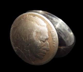 Indian Head Buffalo Nickel Ring, Handmade Art