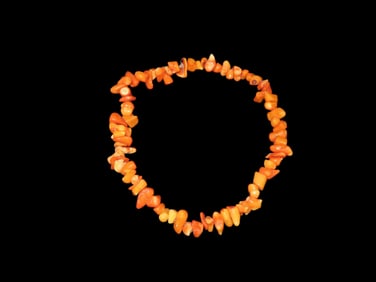 16" Orange Fossil Coral Beads Necklace, Tibet