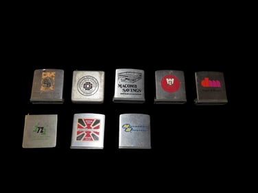 Set of 8 Antique Advertising Measuring Tape; 6 are Zippo Brand