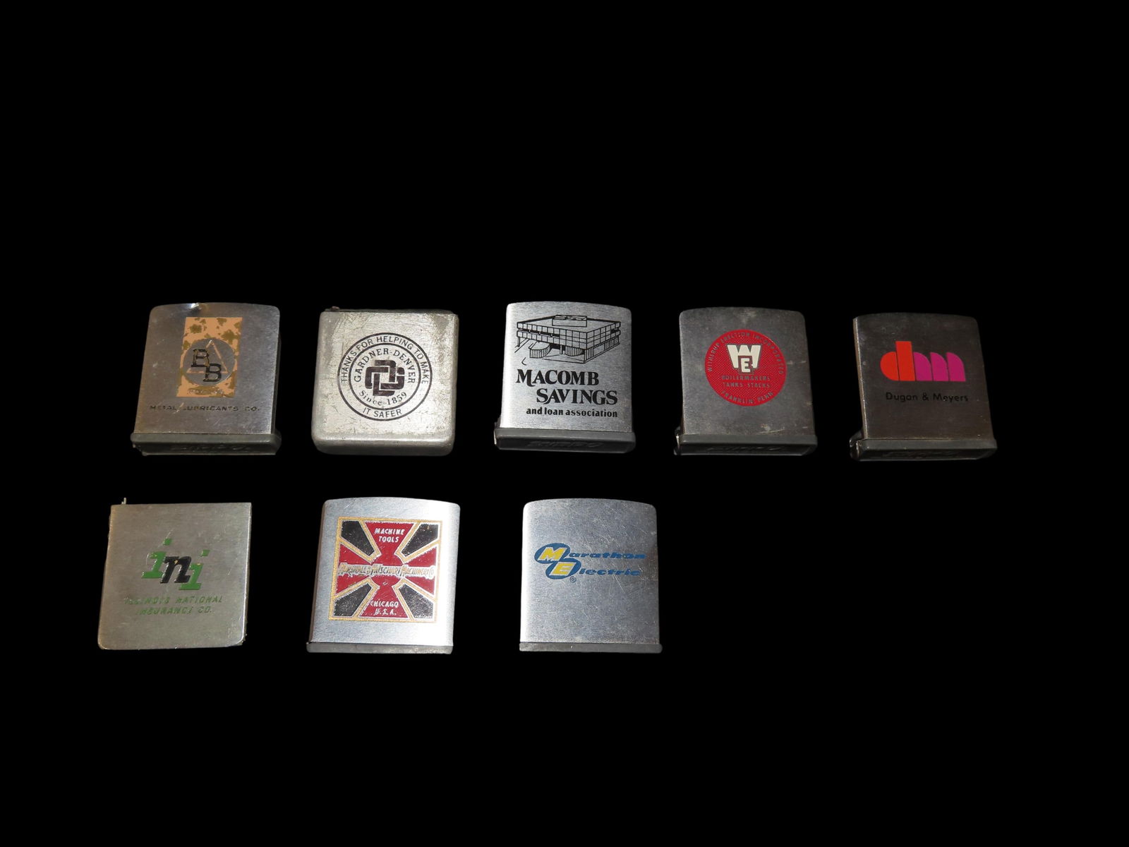 Set of 8 Antique Advertising Measuring Tape; 6 are Zippo Brand (1 of 3)