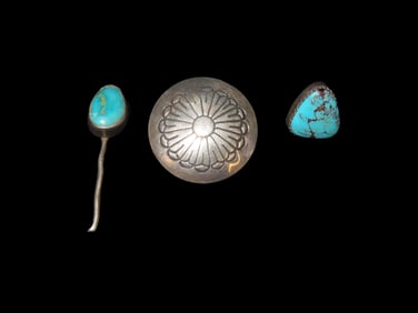 Set of 3 Silver / Turquoise Items