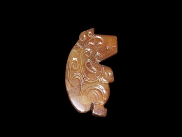 2 7/8 x 1 5/8" Old Chinese Hongshan Culture Jade Effigy Carving Pendant