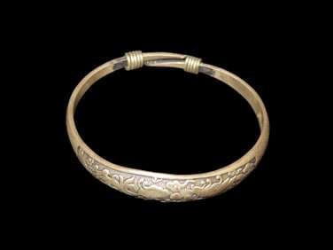 Silver Dragon Bracelet Oriental Design China, Stamped