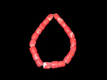 18" Strand Red Rare Fossilized Coral Found in Tibet