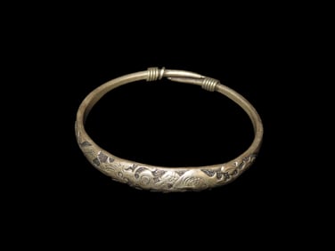 Silver Dragon Bracelet Oriental Design China, Stamped
