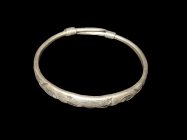 Silver Dragon Bracelet Oriental Design China, Stamped