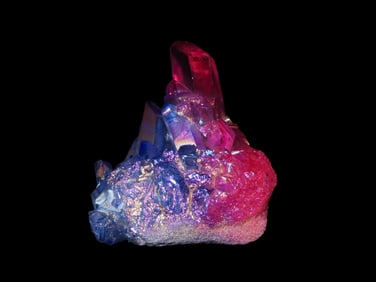 195 gram Quartz Crystal Cluster Formation Coated in Titanium Geode Specimen, Pink / Blue in Color