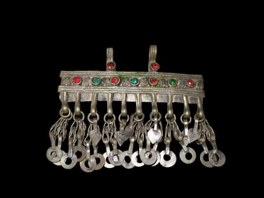 Antique Hindu Pendant, Handmade Jewelry 1920's - 1940's, Belly Dancer