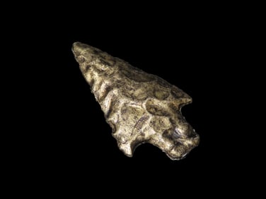 1 7/8" Unique Metal Cast Arrowhead with Document, Langry Point