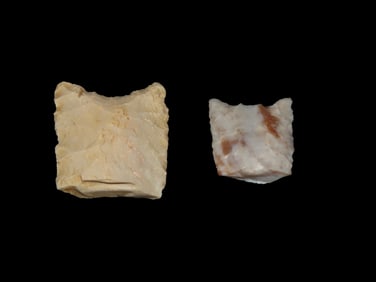 Two Clovis Bases, Largest Measuring 1 1/4", Osage Co. Oklahoma, Ex M. Beck