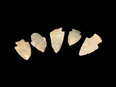 Grouping of 5 Quality Arrowheads Found in Union Co. Illinois, Nicer than Field Grade