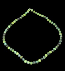 16" Chinese Jade, Hongshen Bead Necklace