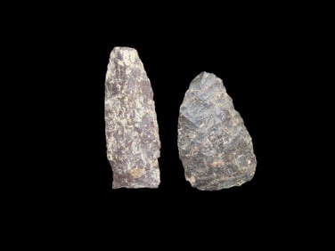2 Purple Rhyolite Arrowheads, Found in Arkansas