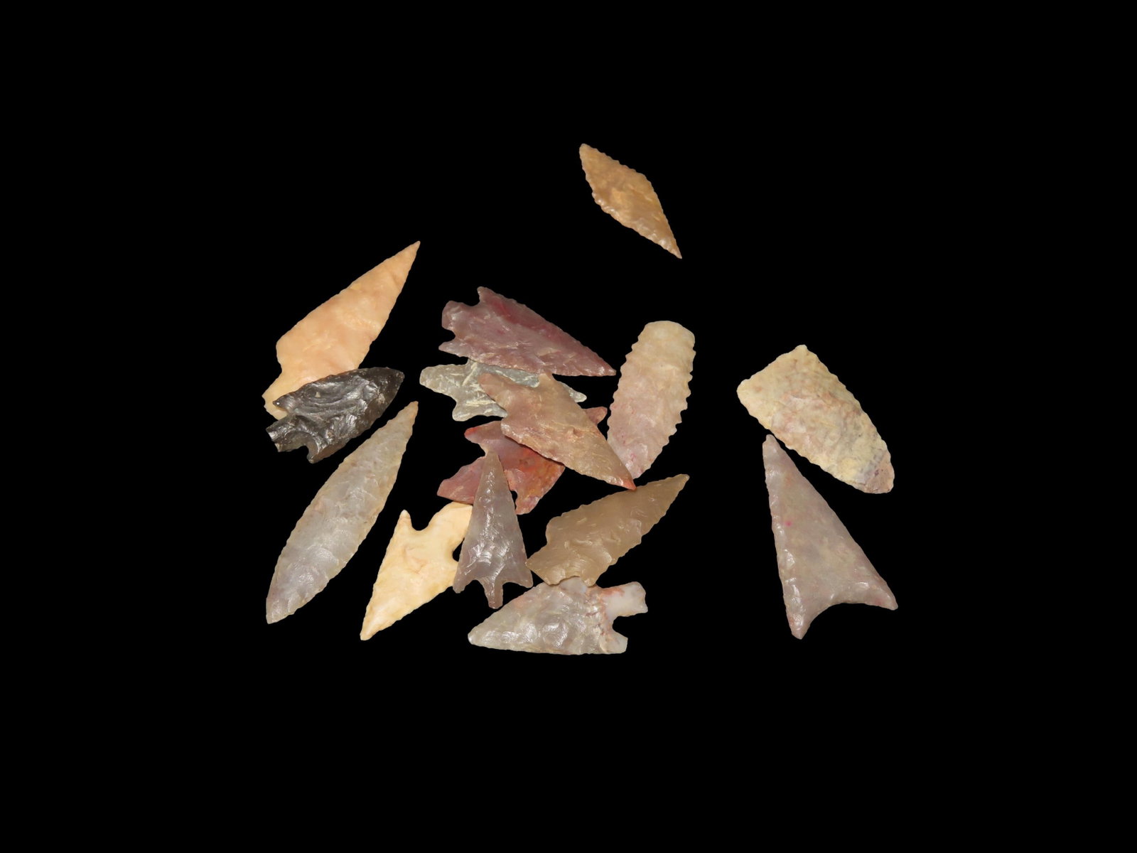 15 Arrowheads, Saharan Neolithic Sahara Desert, 4000-6000 Years BP: 15 Arrowheads, Saharan Neolithic Sahara Desert, 4000-6000 Years BP