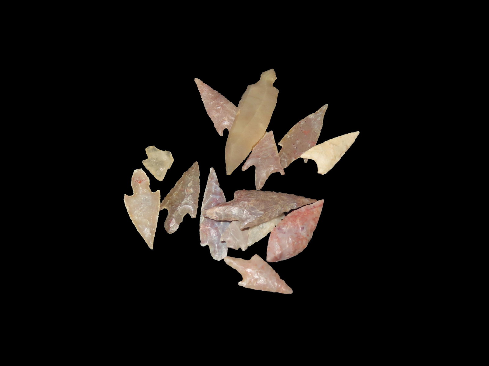 15 Arrowheads, Saharan Neolithic Sahara Desert, 4000-6000 Years BP: 15 Arrowheads, Saharan Neolithic Sahara Desert, 4000-6000 Years BP