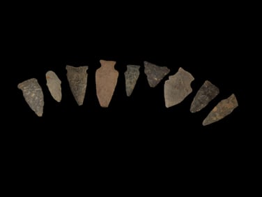 Group of 9 Points-found in Attleboro Massachusetts, at the Beaver Site on the Marvin Farm, Ex Peter