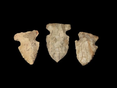 Grouping of 3 Outstanding Side Notched Points Found by Walter Johnson in Seneca, Illinois, Across