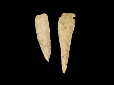 Grouping of 2 Excellent Arrowheads, Great Size. Found by Walter Johnson in Seneca, Illinois, Across