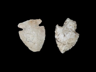 Grouping of 2 Arrowheads Found by Walter Johnson in Seneca, Illinois, Across From Skrivany Funeral