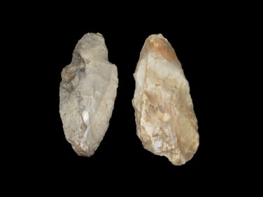 Grouping of 2 Woodland Arrowheads Found by Walter Johnson in Seneca, Illinois, Across From Skrivany