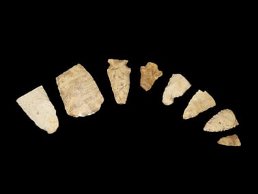 Grouping of 8 Artifacts Found by Walter Johnson in Seneca, Illinois, Across From Skrivany Funeral