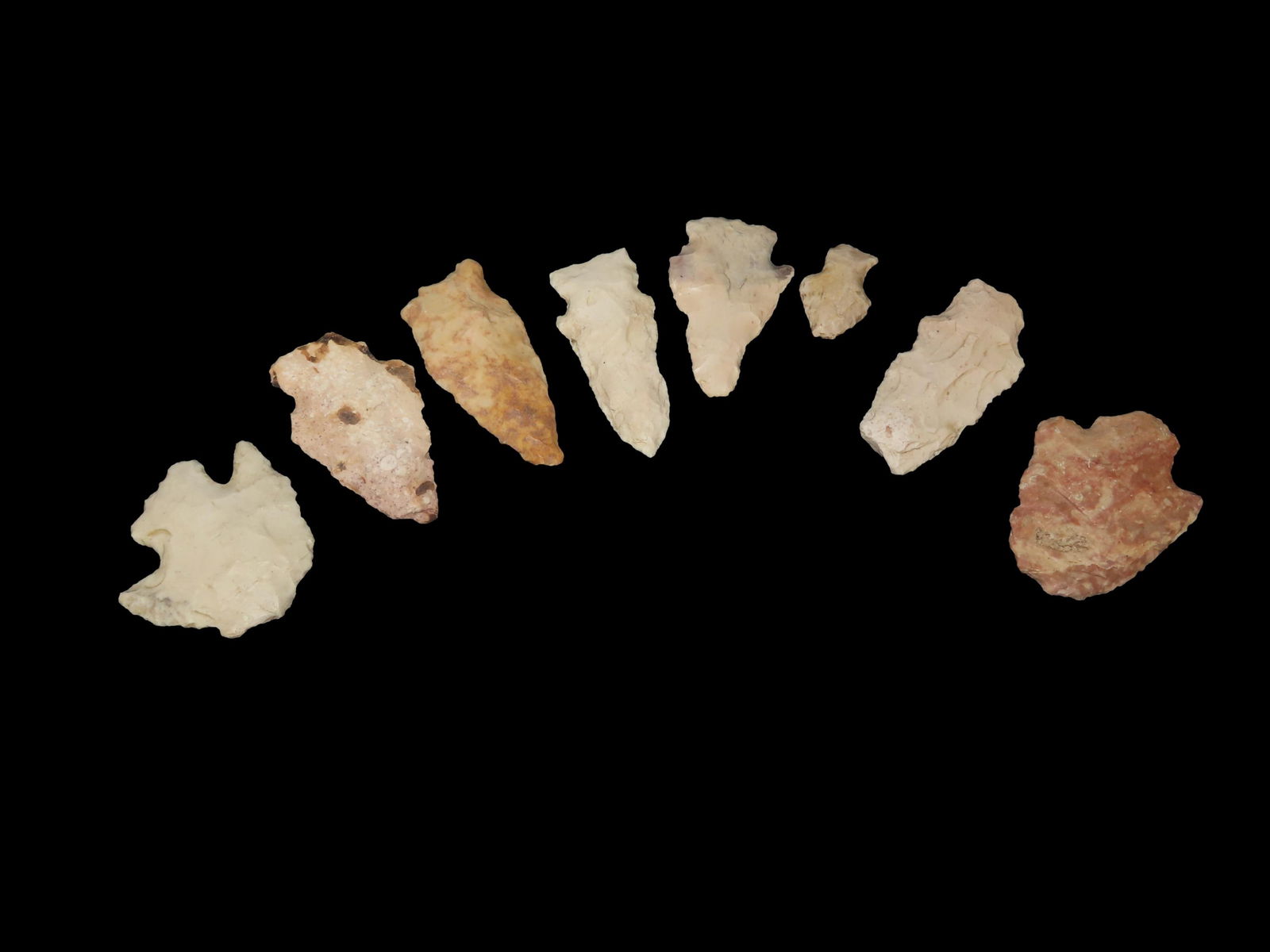 Grouping of 8 Arrowheads Found by Geoff Sandt in St. Louis Co. Missouri, Known as the Rockhunter on (1 of 3)