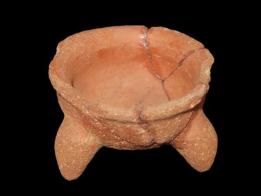 3 1/2" X 2 3/16" Mexican Tri-Pod Bowl/ Broken and Reglued