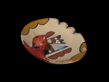 4 7/8" X 2 3/16" Painted Pottery Ashtray