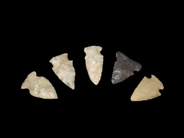 5 Quality Arrowheads, EX: Schoon Woodford Co IL.
