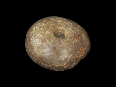 2 1/4"x2" Dia Slate Drilled Weight, EX: Schoon Woodford Co IL.