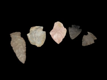 5 Quality Arrowheads, EX: Schoon Woodford Co IL.