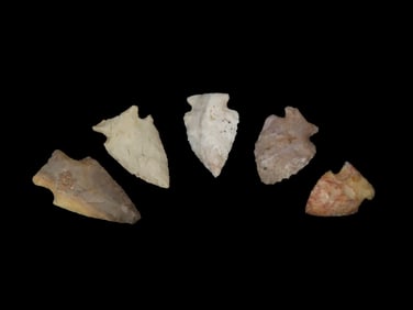 5 Quality Arrowheads, EX: Schoon Woodford Co IL.