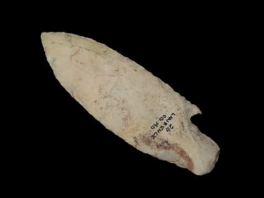 3 13/16" x 1 3/16" Kampsville Barbed, Dickey COA, found in Lawrence Co., Missouri, Ex John Berner