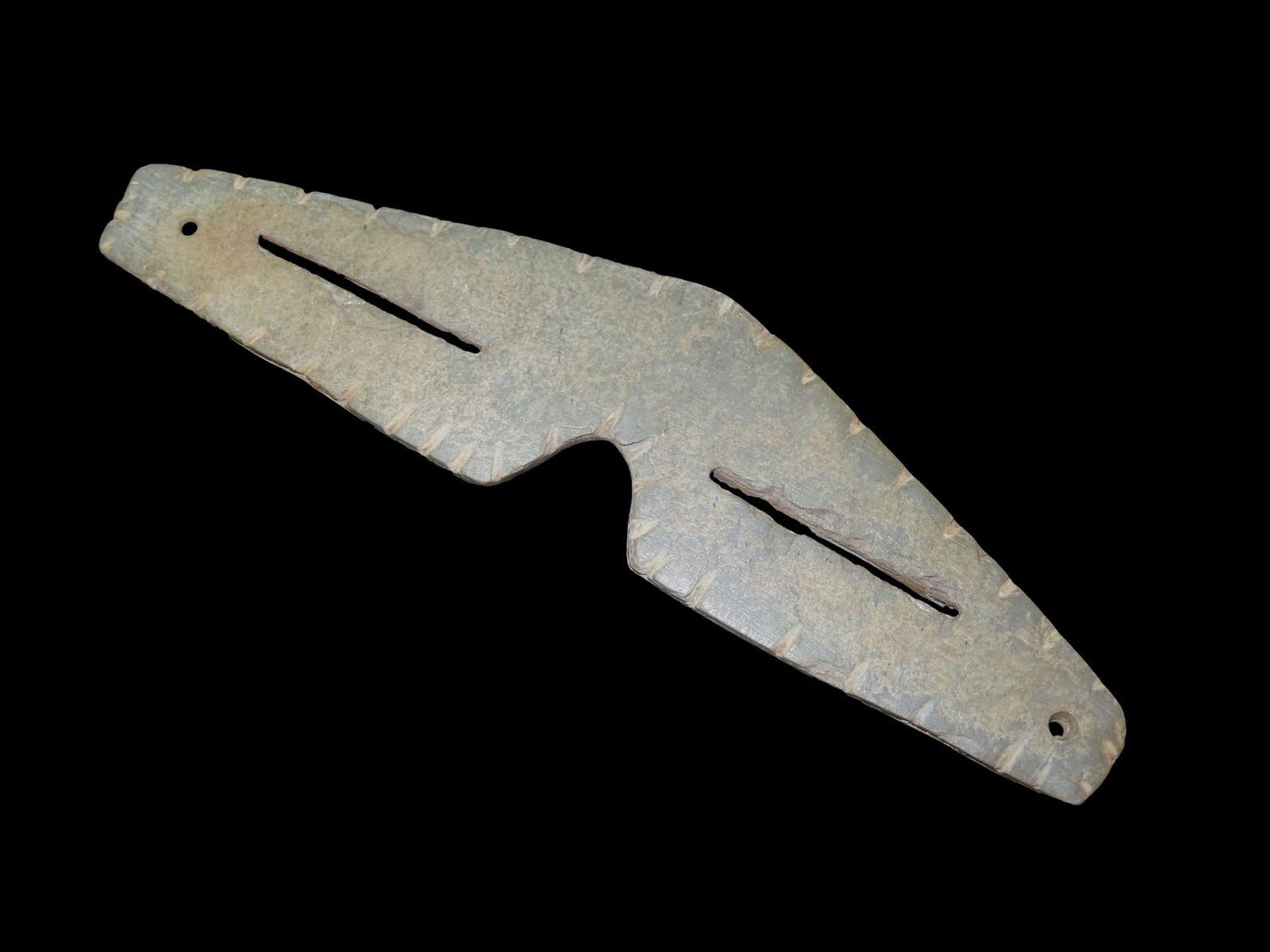 7 1/8" x 1 7/8" Slate Snow "Goggles" Eye Protection, Motley COA, from Alaska/Canada (1 of 8)