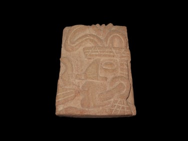 4 1/4" x 5 7/8" Pre Columbian Face Effigy From Chichen Itza Yucatan.