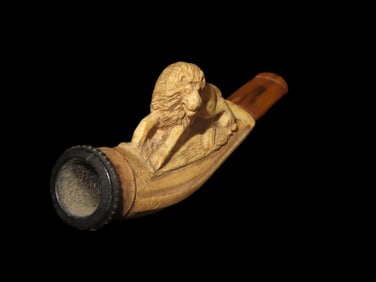 3 3/8" x 5/8" Antique Bone Carved Meerschaum Pipe.