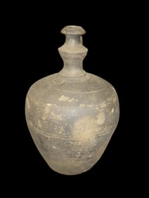 13 1/2" x 8 1/2" Ancient Greek or Roman Amphora Pottery Vessel With Single Handle Narrow Neck And