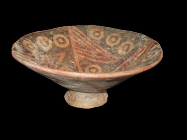 8 3/4" x 3 1/2" Pre-Columbian Narino Painted Pottery Vessel, found in Ecuador