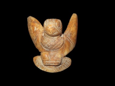 1 13/16" x 1 9/16" Flying Bird Effigy Pendant Pre Columbian Found In Peru Made From Bone
