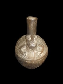 6 3/4" x 6 3/4" Chavin Effigy Vessel 900-200 BC Jaguar Effigy Pre Columbian Andean Culture