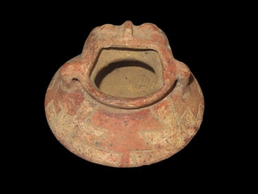 4" x 1 7/8" Pre-Columbian Human Face Effigy Pottery Bowl, found in Ecuador