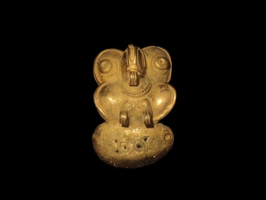 2 1/8" x 1 1/4" Pre Columbian Tairona Tumbaga Flying Parrot Figurine Pendant Made from Gold/copper