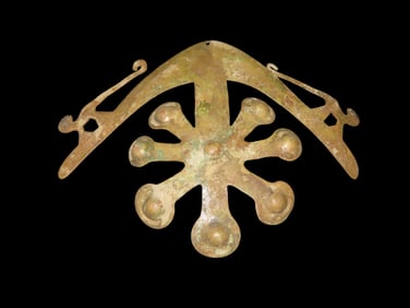 5 1/4" x 7" Copper Effigy Pendant, Motley COA, found in South America, Ex Steve Barras Estate